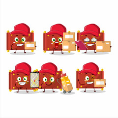 Sticker - Cartoon character design of red paper roll chinese working as a courier