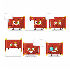 Wall Mural - Red paper roll chinese cartoon character bring information board