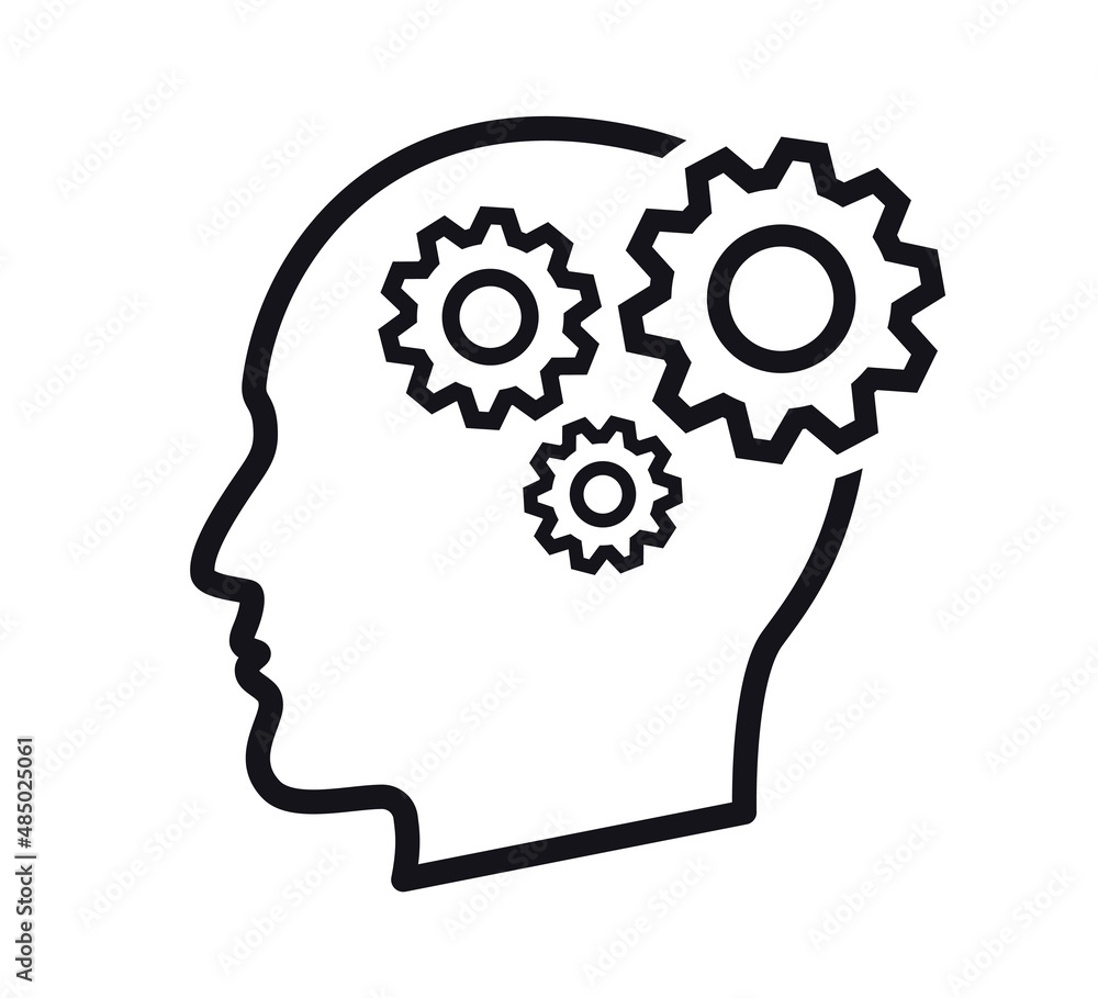 Head with gears vector symbol Stock Vector | Adobe Stock