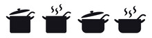 Kitchen Cooking Pots Vector Icon Set