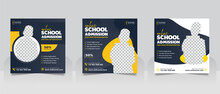 School Admission Social Media Post Banner, Educational Social Media Post Square Flyer Back To School Web Banner Design Template.