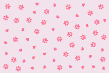 Dog Or Cat Paw Print With Heart Pattern Design