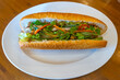 Vietnamese sandwich with chicken meat and scallion- Banh Mi