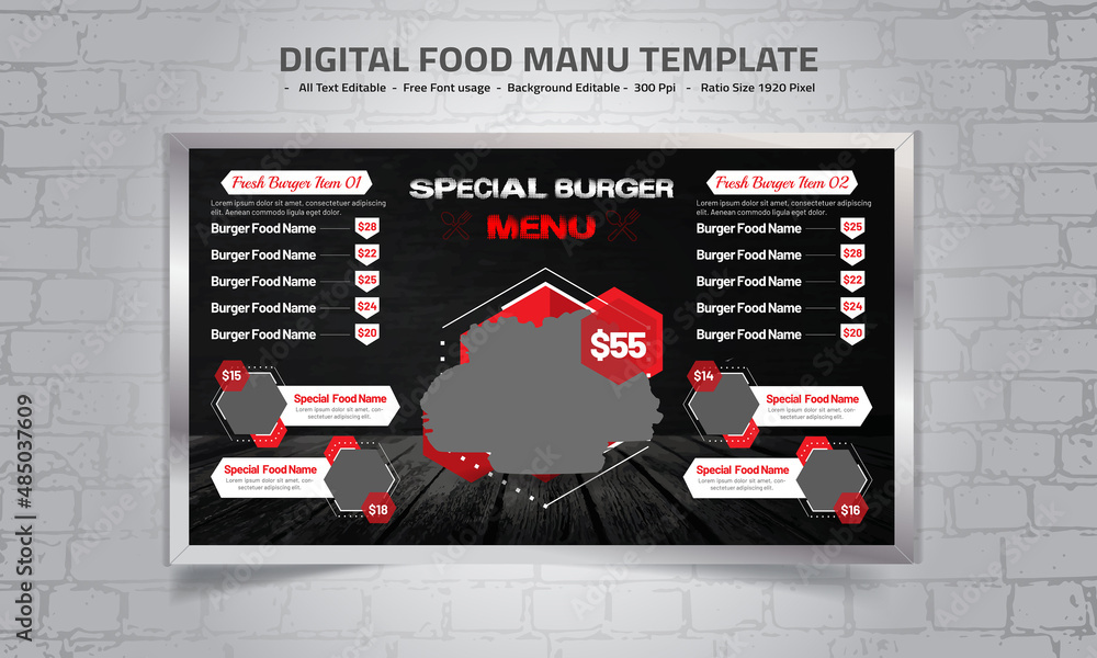 Digital Food Menu Design Template Stock Vector Adobe Stock