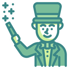 magician blue line icon