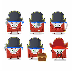 Wall Mural - Cartoon character of red love envelope with various pirates emoticons