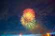 Brightly colorful fireworks and salute of various colors in the night