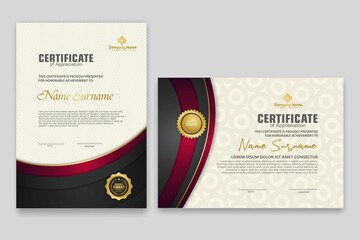 Wall Mural - Certificate template with luxury badge and elegance modern pattern background. for appreciation, achievements, award, business, and education needs. vector illustration