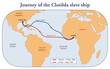 © Dimitrios - Map with the journey of the Clotilda slave ship
