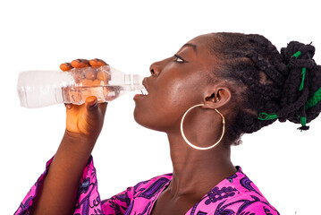 beautiful young businesswoman drinking natural water.