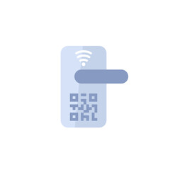 Sticker - smart door lock with qr code vector icon