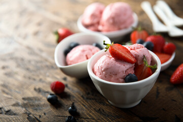 Wall Mural - Homemade red berry ice cream