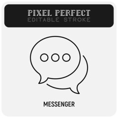 Wall Mural - messenger thin line icon: two speech bubbles. chat. modern vector illustration.