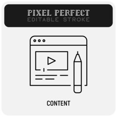 Wall Mural - web site content creation thin line icon. pixel perfect, editable stroke. vector illustration.