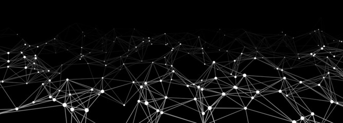 Abstract network of particles and lines. Technology connection. Digital background. 3d vector illustration