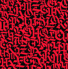 Pattern, ornament in the Gothic style. Vector. Alphabet. Calligraphy and lettering. Medieval Latin letters. Graphic elements for the corporate identity of the company. Design for fabric and packaging.