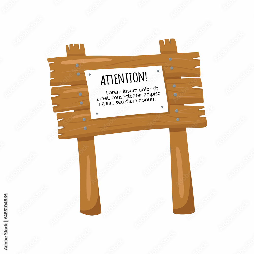 Wooden sign board with texture in cartoon style. Vector stock ...