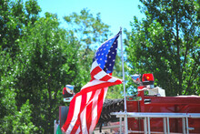 Closeup Of The USA Flag Outside