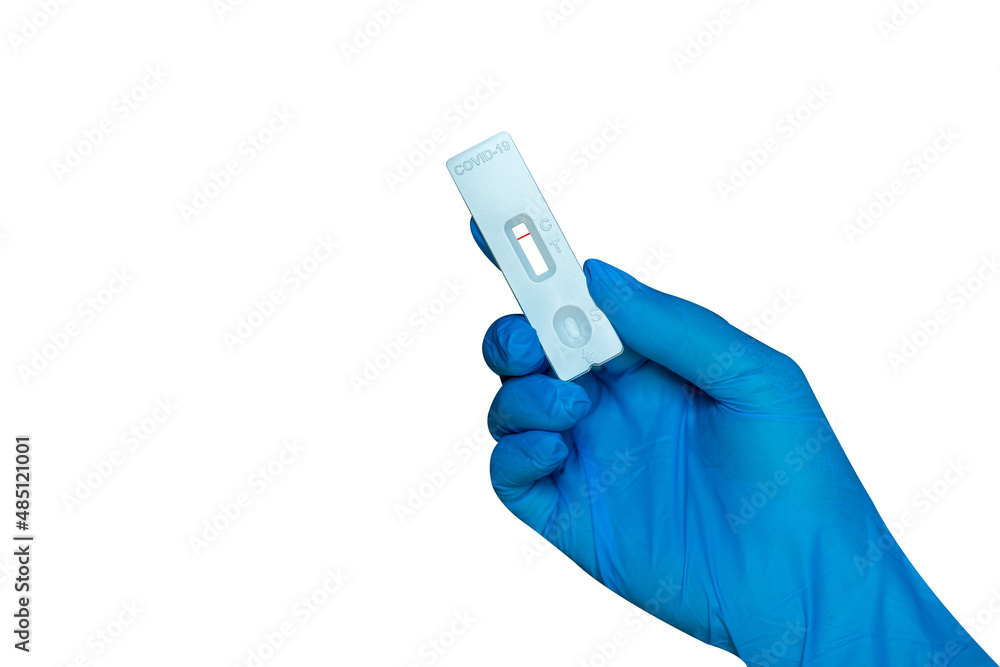 Hand holding Rapid Antigen Test kit (ATK)with Negative result during ...