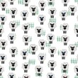 Schafherde mit Zaun als nahtloses Muster, einzelne Schafe