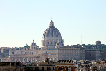 Poster - A view of Rome with the Dome of St. Peter in the background, photographed from the Terrazza del Pincio