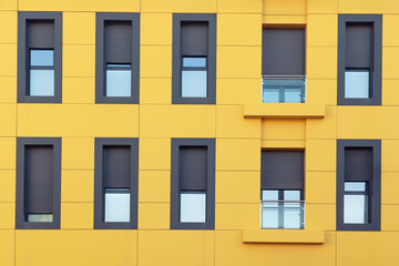 Poster - Urban architecture. Close up of facade of a residential building 