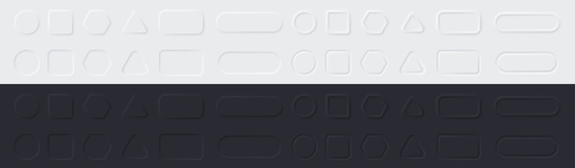 Neumorphic buttons mega set. Different 3d shapes. Web elements. 3d design