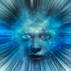 Wall Mural - human face with blue eyes