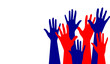 Hands of people with different skin colors, different nationalities and religions. Activists, feminists and other communities fight for equality. White background with copy space. 