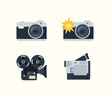 Cinema camera emoji vector illustration set. Movie camera icon set