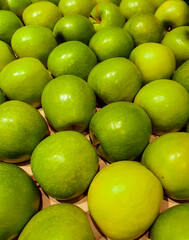 Canvas Print - green apples on the market in selective focus