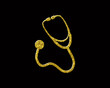 Stethoscope auscultation symbol Golden icon Gold Glitters logo illustration