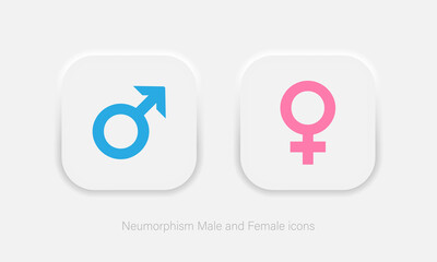 Male female symbol in neumorphism style on gray background. Vector graphic illustration. Vector icon