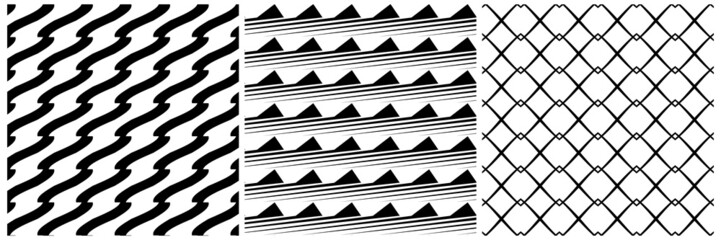 Leinwandbilder - Set of 3 seamless pattern, texture vector
