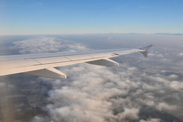 Airplane's wing during flight