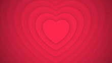 Modern Heart Shape 3D Layered Crimson Abstract Blurred Background. Happy Valentine's Day Classy Wide Wallpaper. Hearts Rendered Structure. Love And Health Symbol Conceptual Abstraction. Minimalist Art