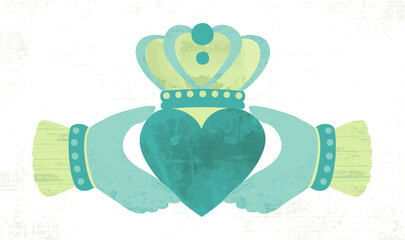 Wall Mural - An Irish claddagh symbol in a cut paper style with textures
