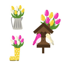 Set Of Spring Decorative Elements
