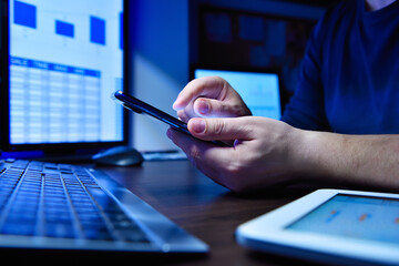 Hands businessman using smartphone