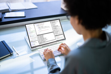 Female Working In Web Development Coding