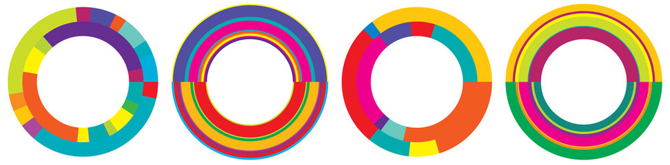 Leinwandbilder - Set of abstract circle graphic. Geometric circle, ring design element. Circular, concentric angular shape icon, symbol
