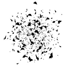 Abstract Random Scattered Shape. Explosion, Broken Glass, Fragments And Rupture Illustration, Pattern