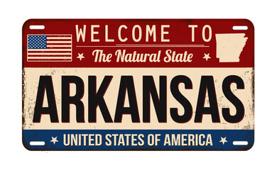 Welcome to Arkansas vintage rusty license plate
