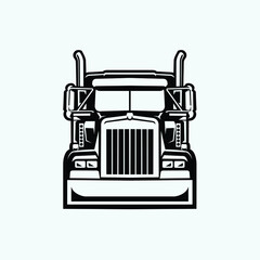 Semi truck 18 wheeler trucker silhouette front view vector isolated