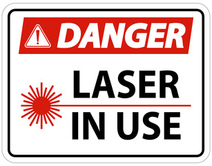 Wall Mural - Danger Laser In Use Symbol Sign On White Background