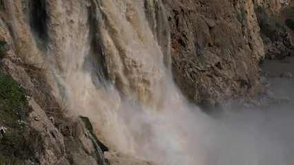 Wall Mural - waterfall joins to the sea antalya duden waterfall water drops mudy water after rain