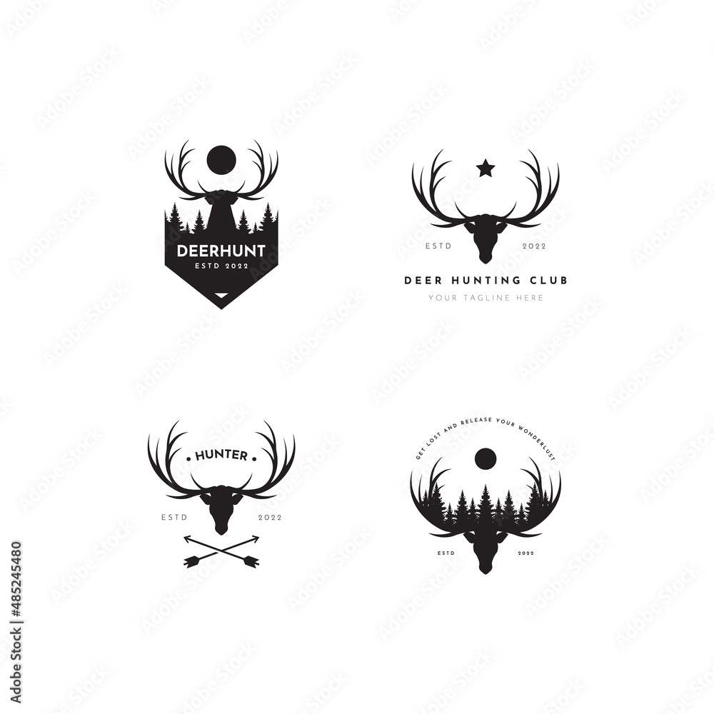 Set of badges deer head labels logo design elements. Premium retro ...