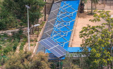 Wall Mural - solar panels on the roof power modern electric