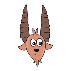 Wall Mural - long horned goat head, doodle icon drawing