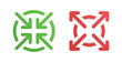 Inside, Outside arrow icon. Minimize and maximize symbol